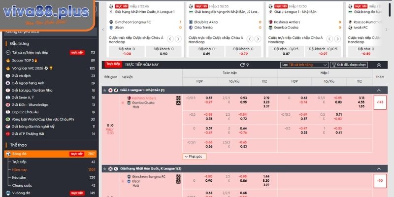 A-sports Viva88 - Nhà Phát Hành Cá Cược Thể Thao Đỉnh Cao 2 Cập nhật tỷ lệ nhanh